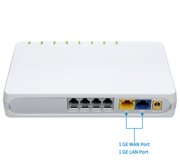 VoIP adapter G504 comes with 2 GE ports VoIP adapter G504 comes with 2 GE ports