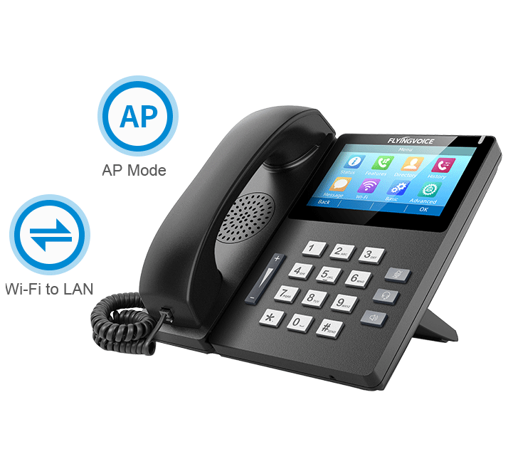 FIP15G touch screen IP phone supports Wi-Fi to LAN and AP Mode FIP15G touch screen IP phone supports Wi-Fi to LAN and AP Mode