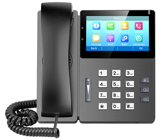 Front view of elite touch screen IP Phone FIP15G Plus